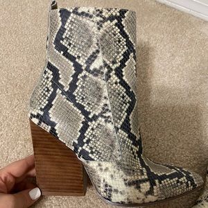 Snake print booties